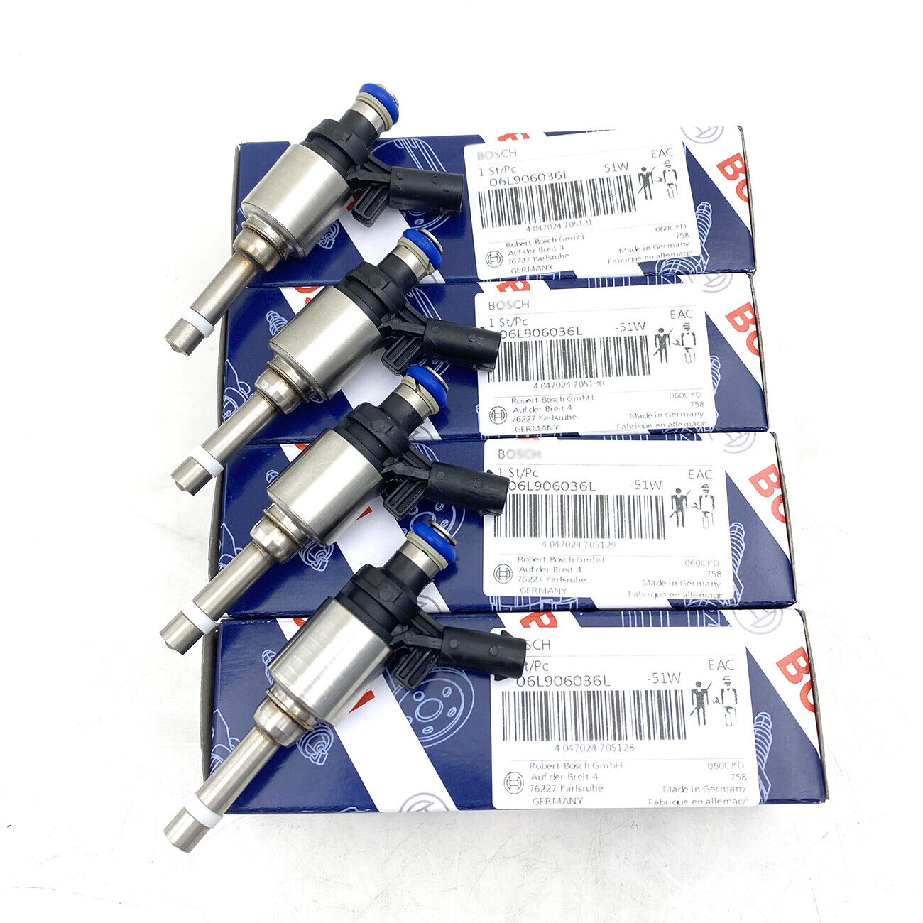 4pcs Fuel Injectors 06L906036L Fits for VW Golf Audi S3 TTS 2.0 TFSI NEW Bosch