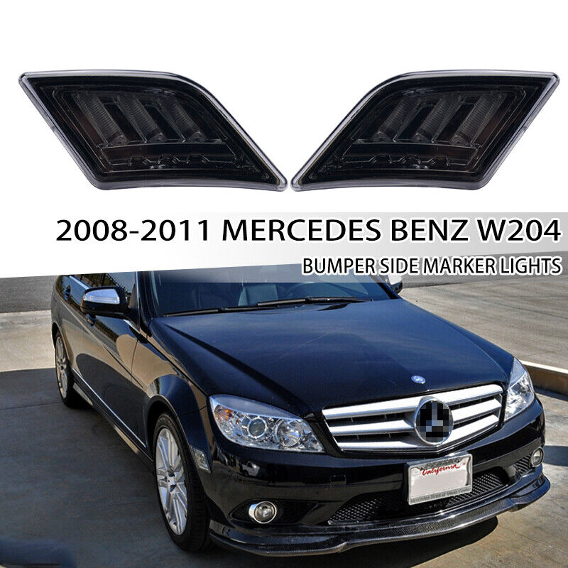 For 2008-2011 Mercedes Benz W204 C-Class LED Smoky Side Marker Lights Lamps