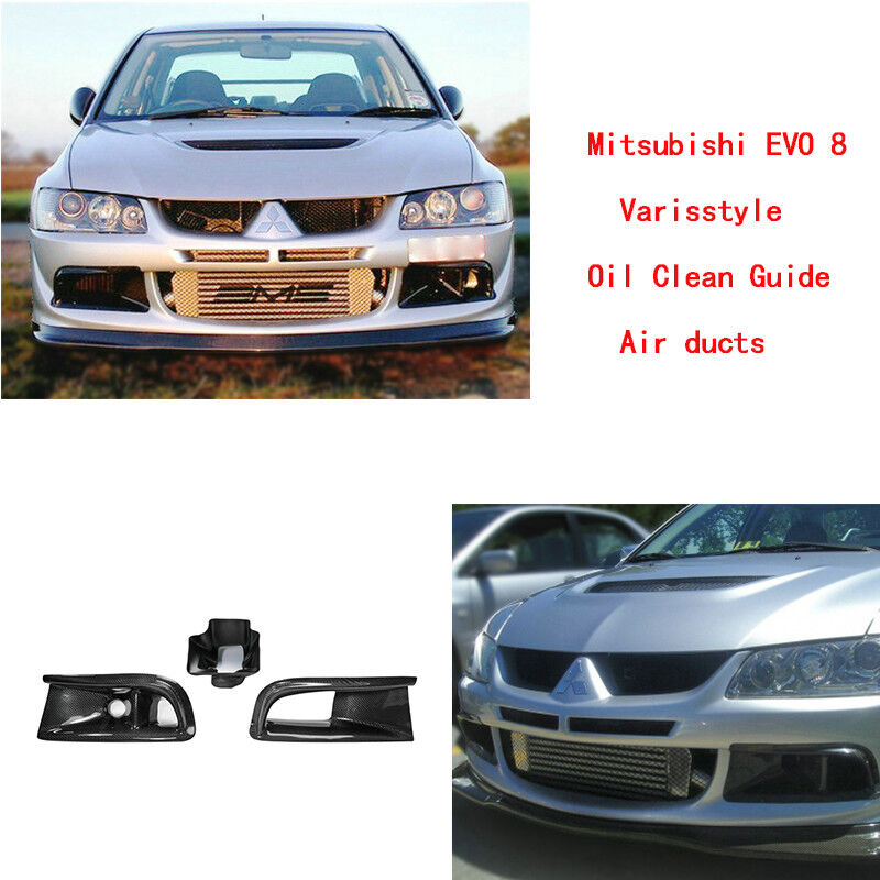 3Pcs VS-Style FRP Oil Clean Guide&Carbon Fiber Air Duct For Mitsubishi EVO 8