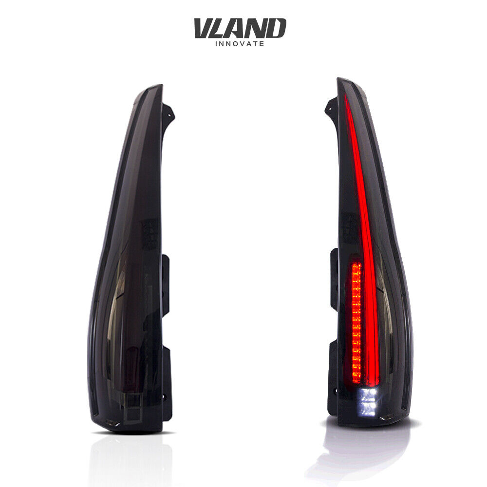 VLAND LED Tail Lights For Cadillac Escalade ESV 2007-2014 Smoked Black Out