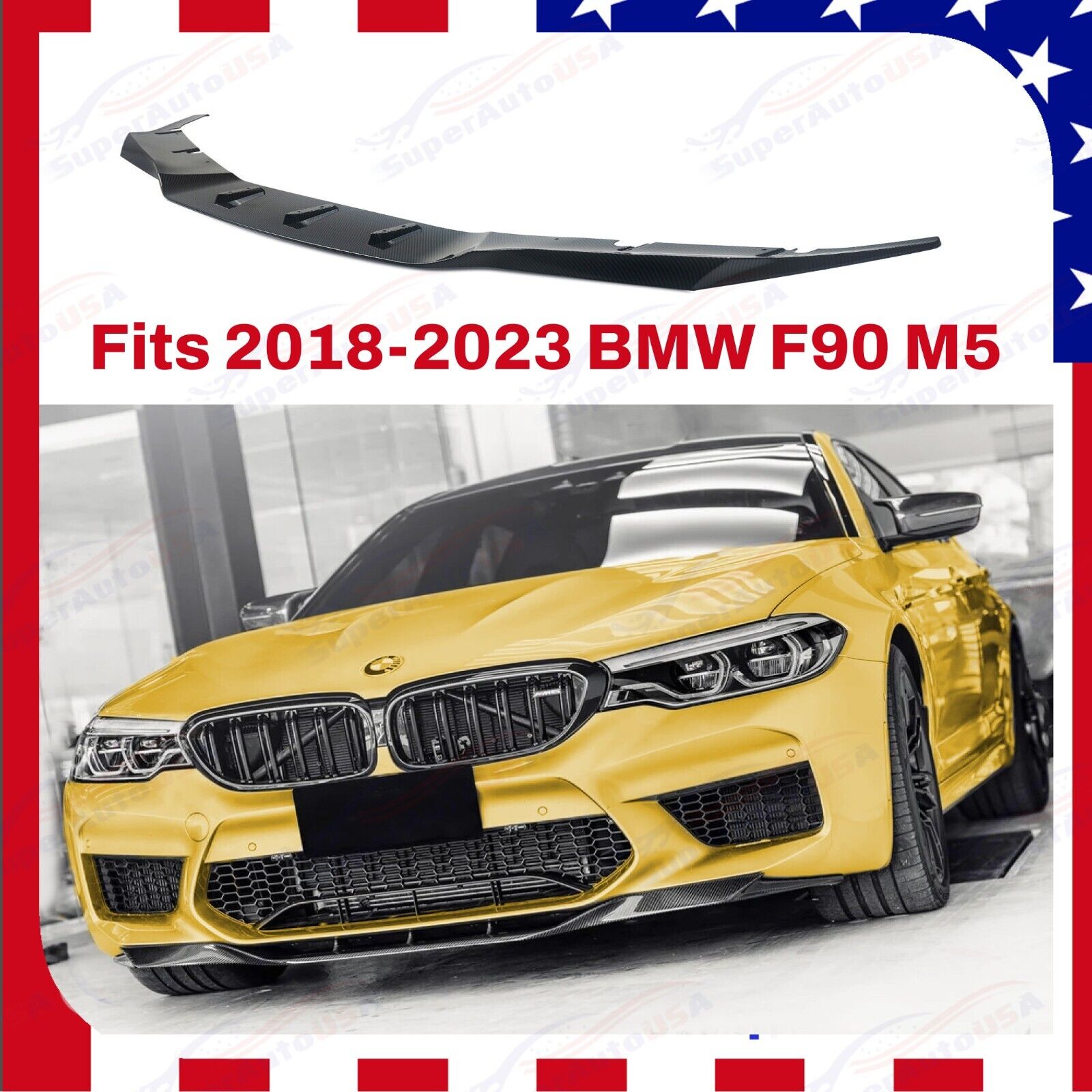 Fits BMW F90 M5 2018-2023  Competition CS Carbon Fiber Style Front Lip Splitter