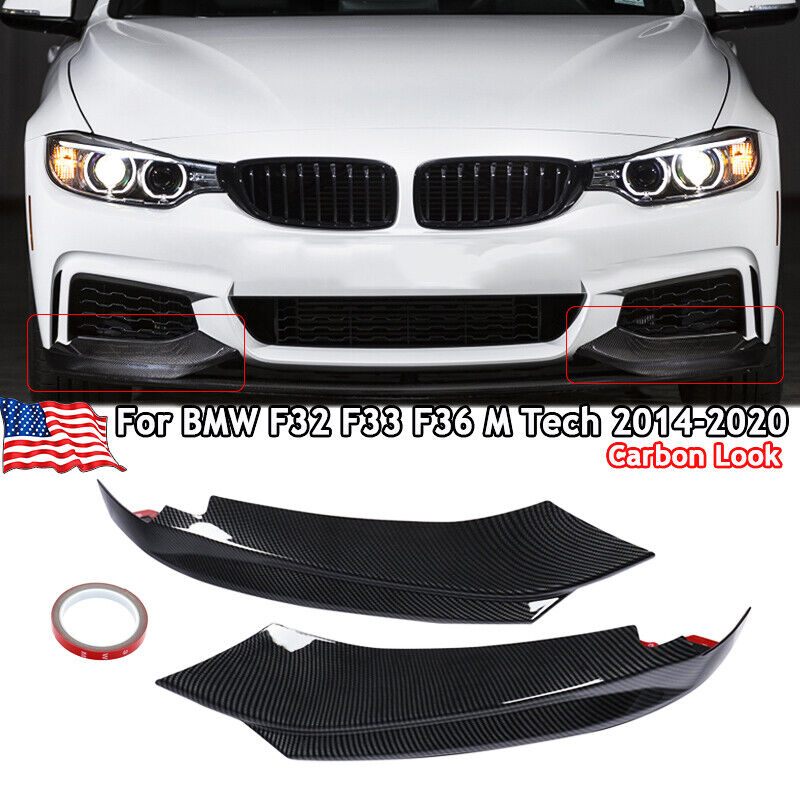 2x Front Lip Side Splitters Carbon Look For BMW F32 F33 F36 428i 435i M-Tech
