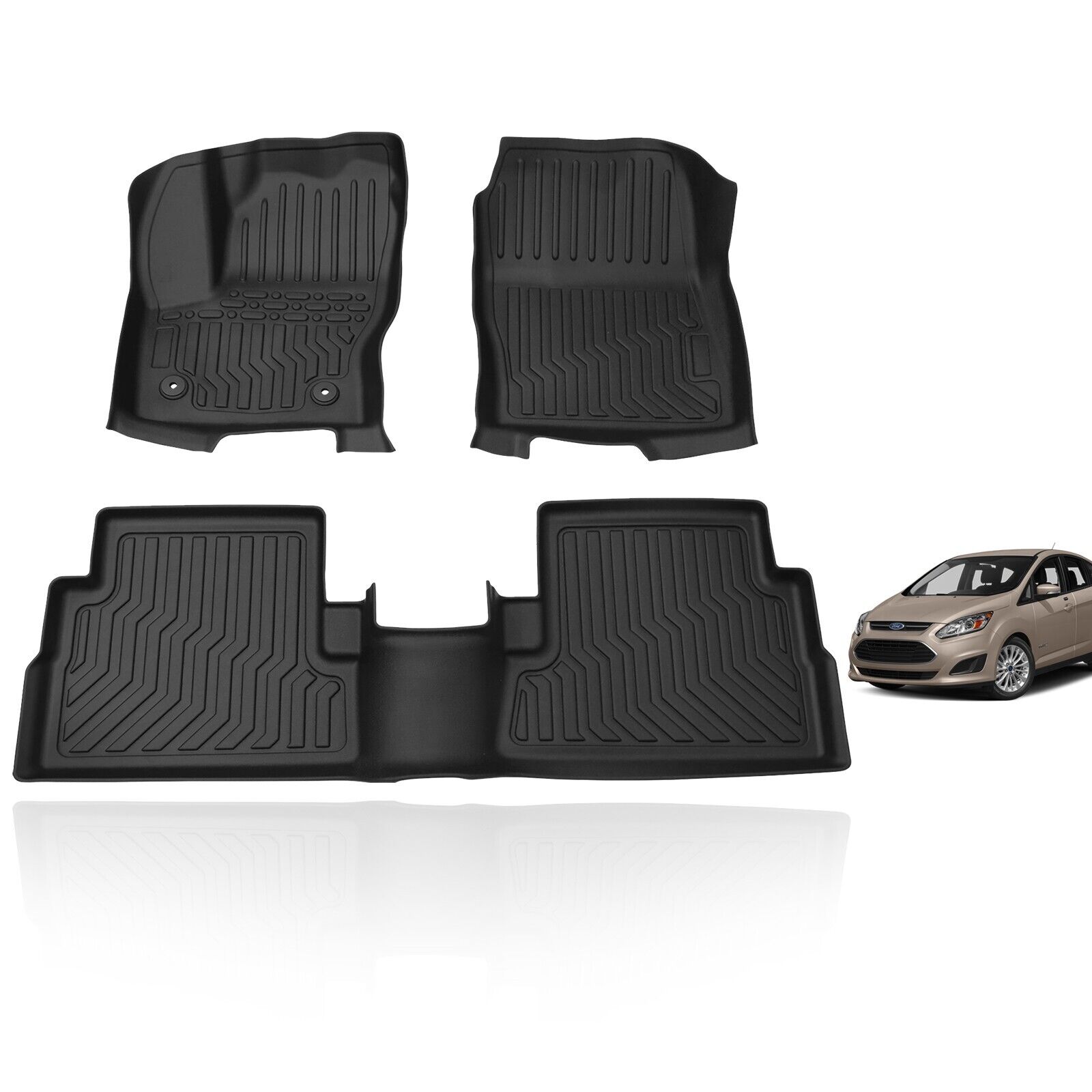 3D TPE Floor Mats For 2013-2019 Ford Escape Floor Liners All Weather Odorless