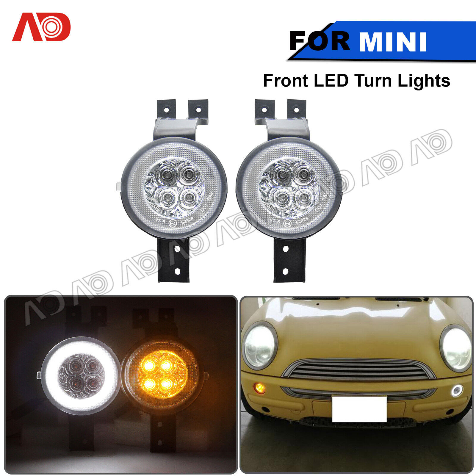 For Mini Cooper R50 R52 R53 LED Turn Signal Light DRL Halo Ring Parking Lamp 2PC