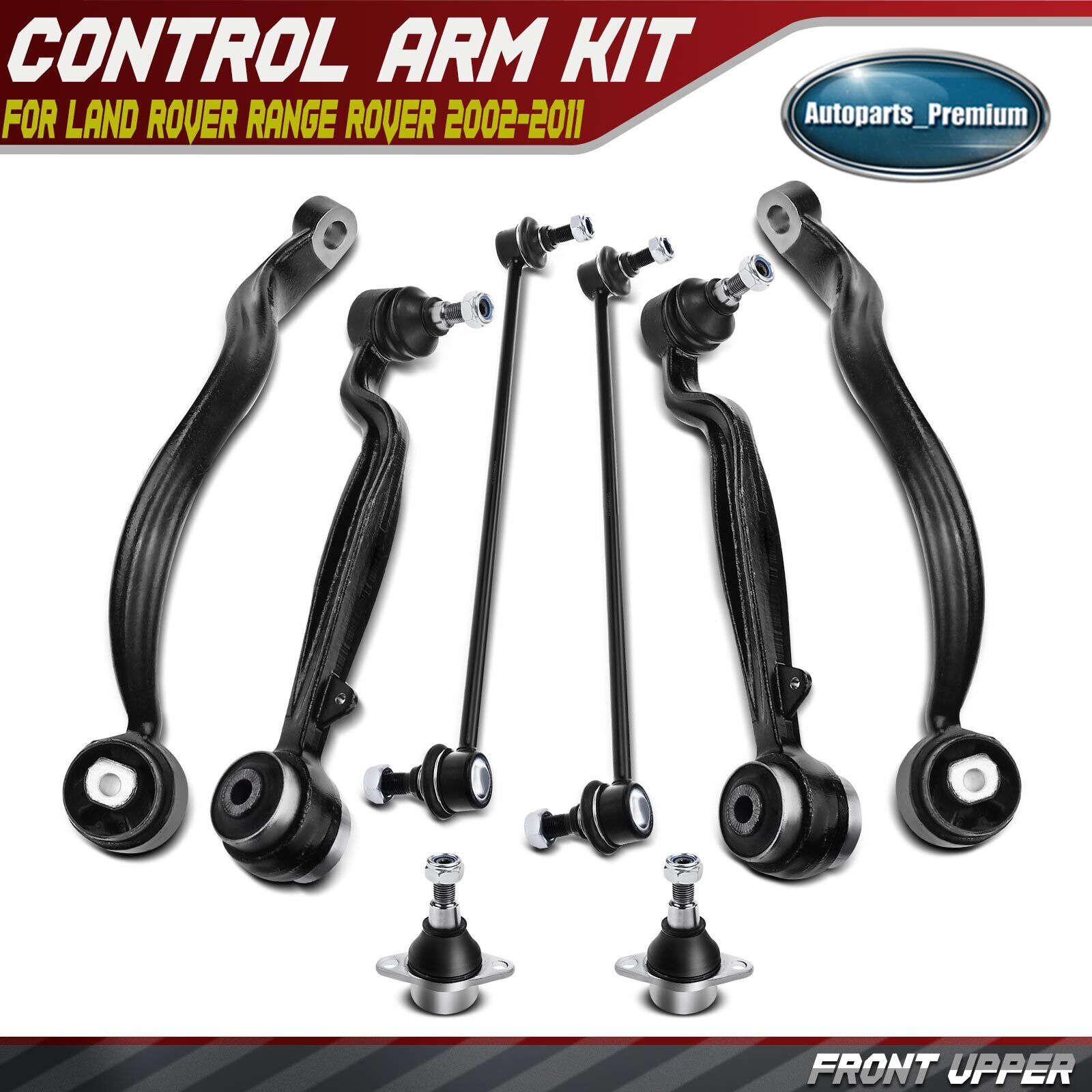 8pc Front Upper Lower Control Arm Ball Joint Sway Bar for Range Rover 2003-2012