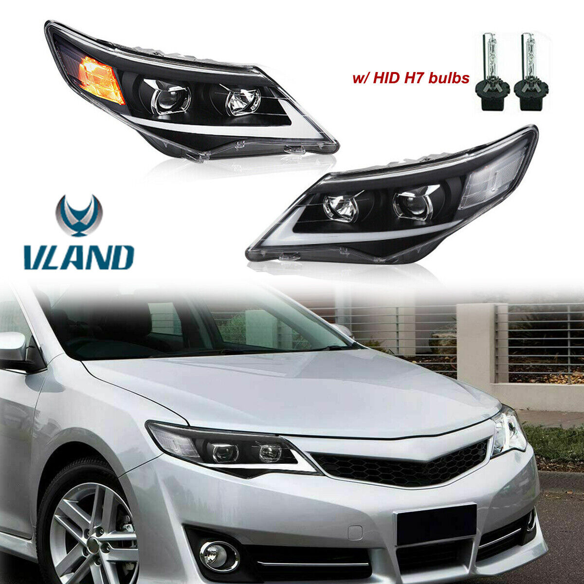 DRL Projector Front Lamp Headlights w/ LED  For 2012-2014 Toyota Camry