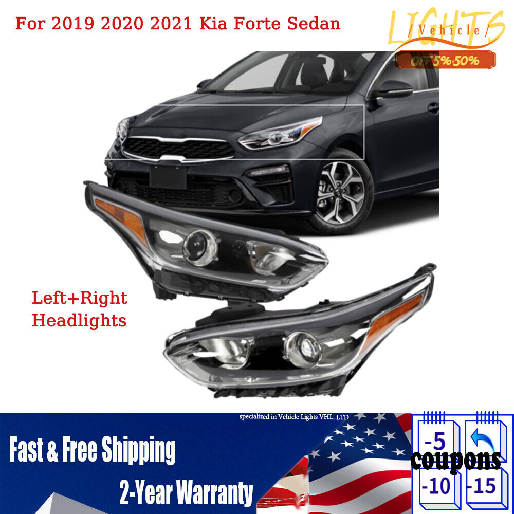 1 Pair Headlights For KIA Forte 2019 2020 2021 Left+Right Front Headlamps Set