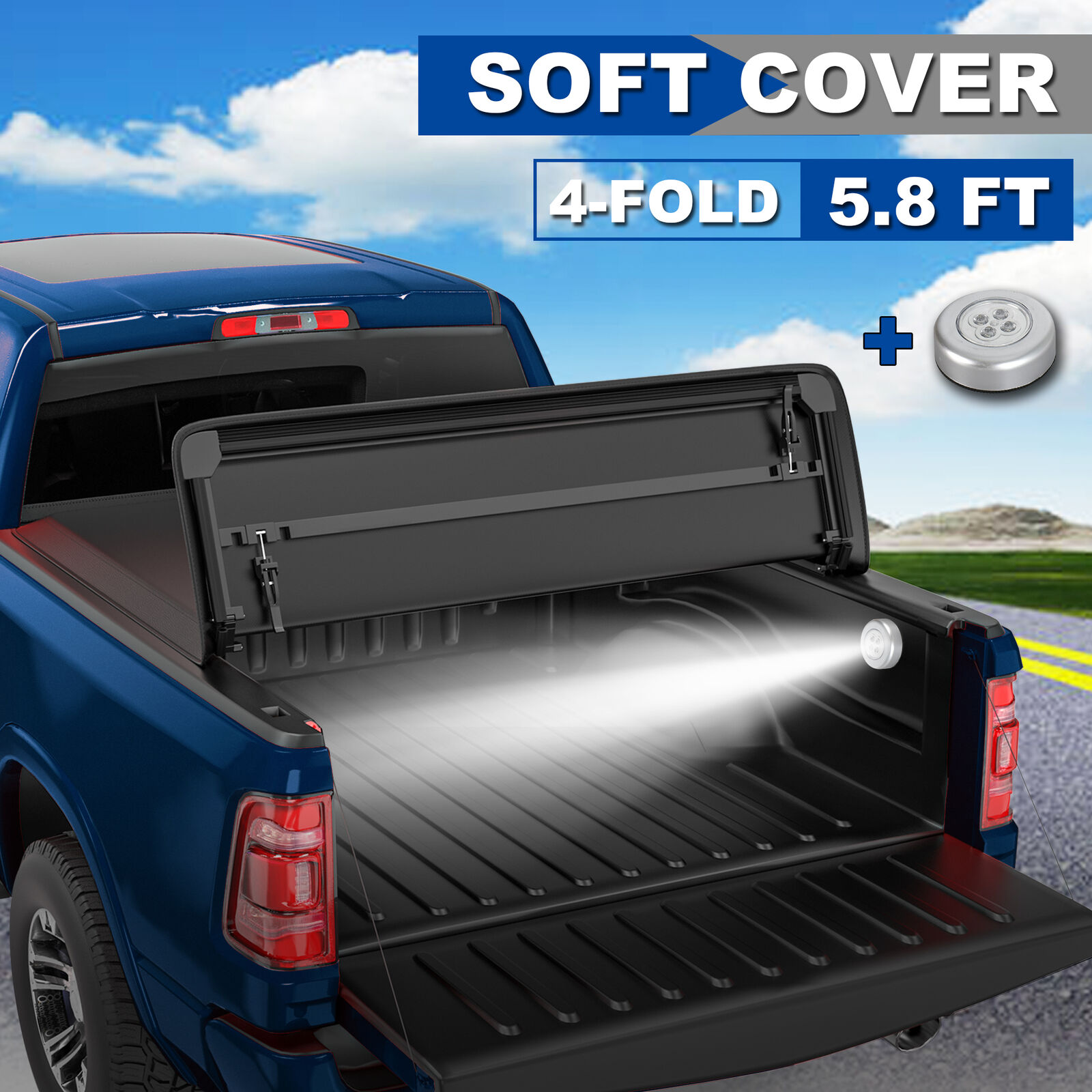 4-Fold 5.8FT Tonneau Cover For 2014-19 Chevy Silverado GMC Sierra 1500 Truck Bed