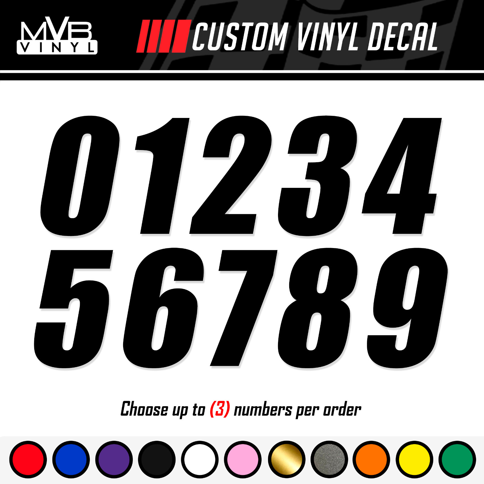 Racing Numbers Vinyl Decal Sticker | Dirt Bike Plate Number BMX Competition 498