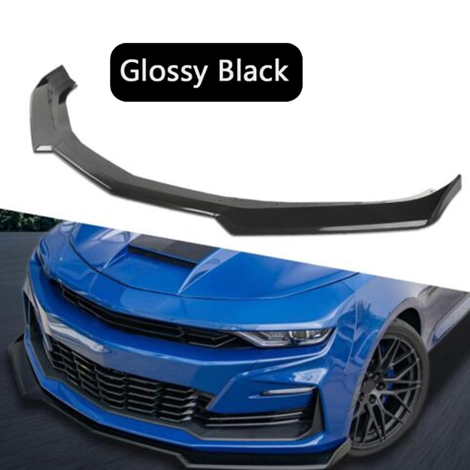 Fits For 16-22 Chevy Camaro 1LE Style Gloss Black Front Bumper Lip Splitter ABS