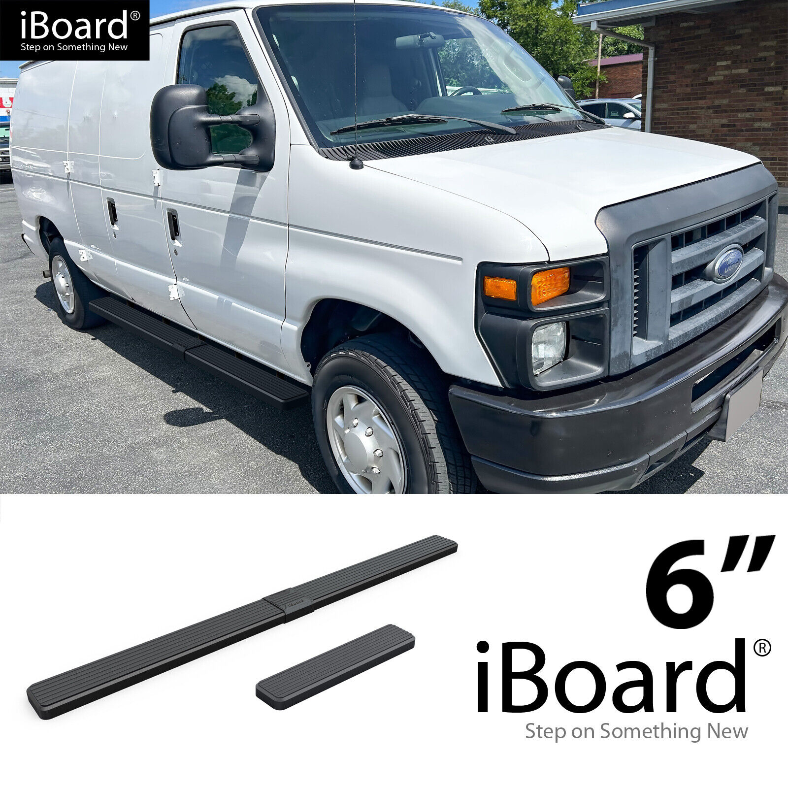 iBoard Stainless Steel 6in Running Boards Fit 99-14 Ford Econoline Full Size Van
