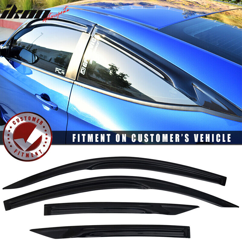 Fits 16-20 Honda Civic Coupe Mugen Style Side Window Visor Rain Deflectors 4PC