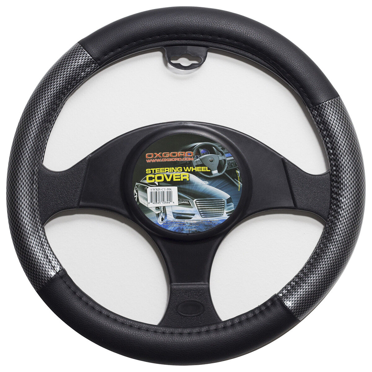 Carbon Fiber Steering Wheel Cover for Car Truck Van SUV Gray Black Vinyl Grip