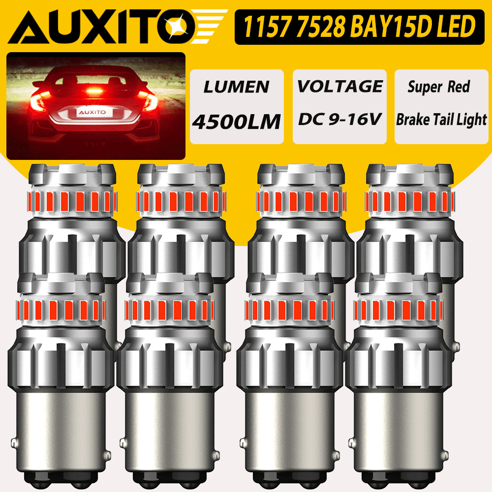 8X AUXITO 1157 2057 Red 23-LED Stop Turn Signal Brake Tail Light Bulbs BAY15D