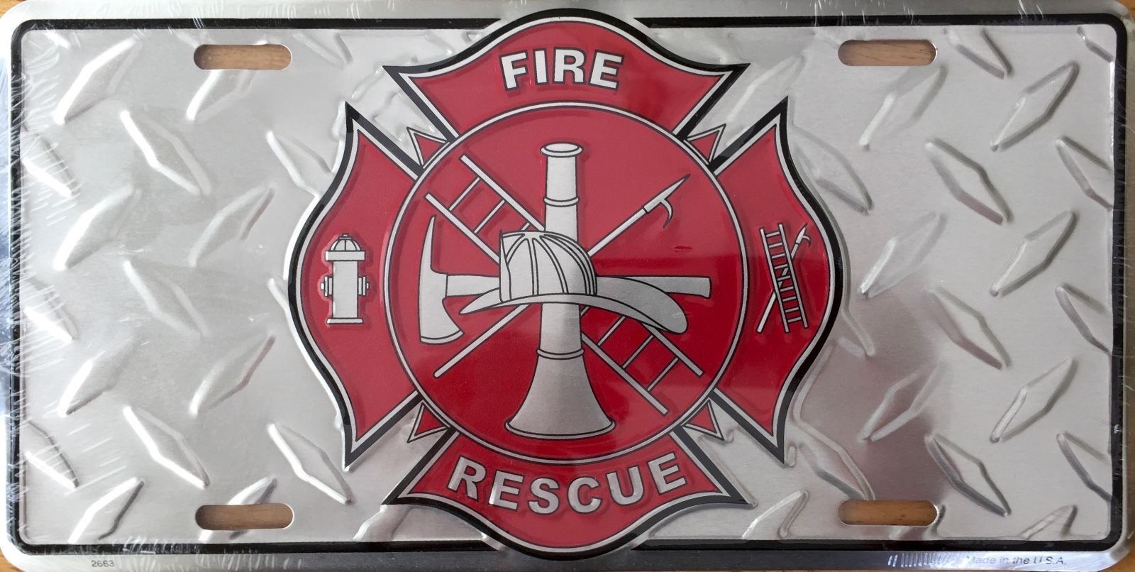 Fire Fighter Rescue Diamond Wholesale Metal Novelty License Plate Wall Decor