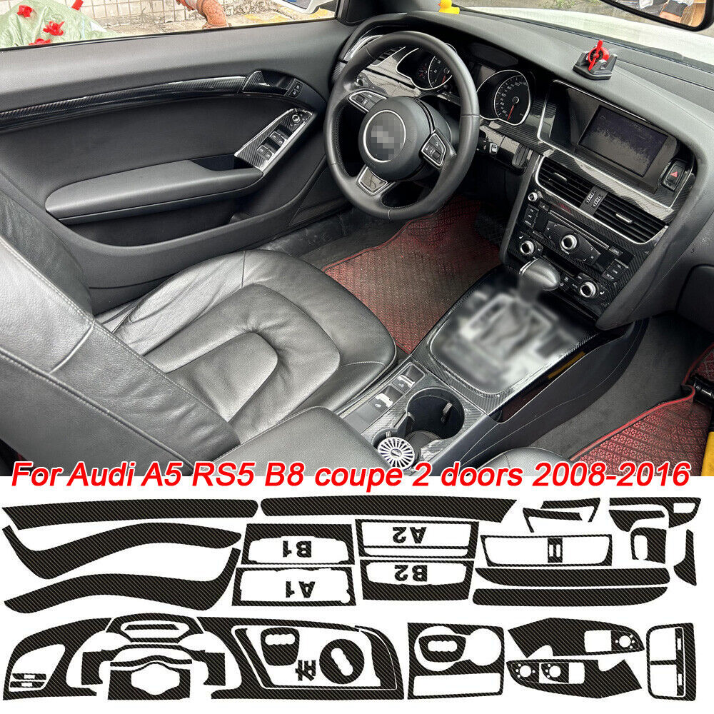 For Audi A5 B8 2 door 2008-2016 5D Carbon Fiber Pattern Interior DIY Trim Decals