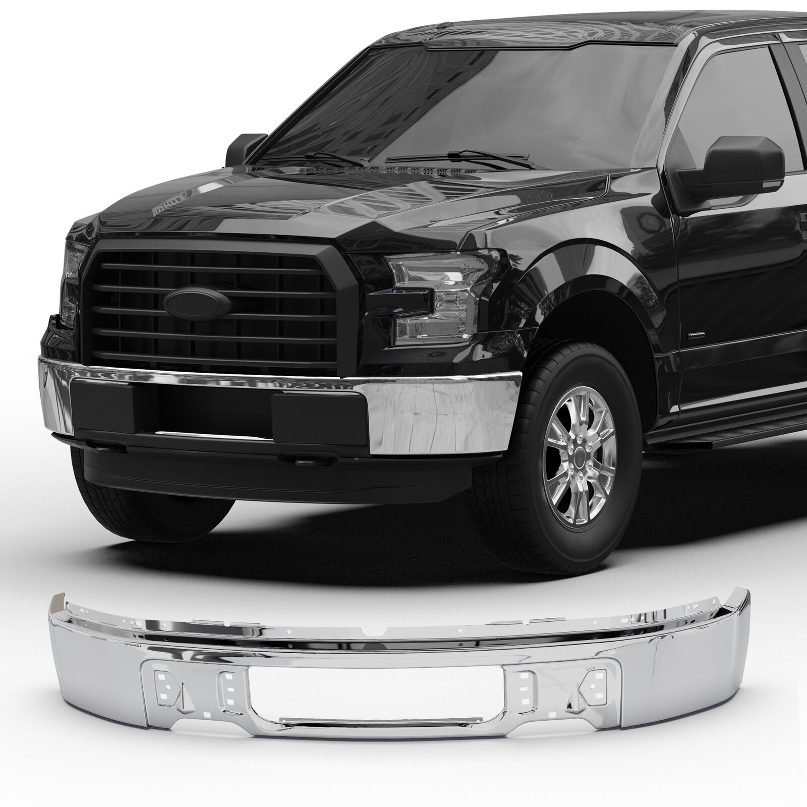 Front Chrome Bumper Assembly For 2009-2014 Ford F150 F-150 W/O Fog Light Cutout