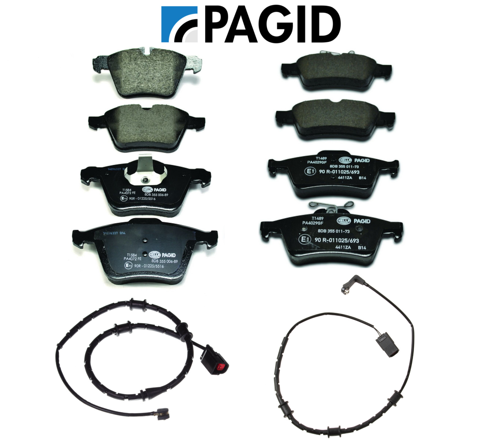 Front Brake Pad Rear Brake Pad Set OEM Pagid + Sensor for Jaguar XF XJ AWD 10-17