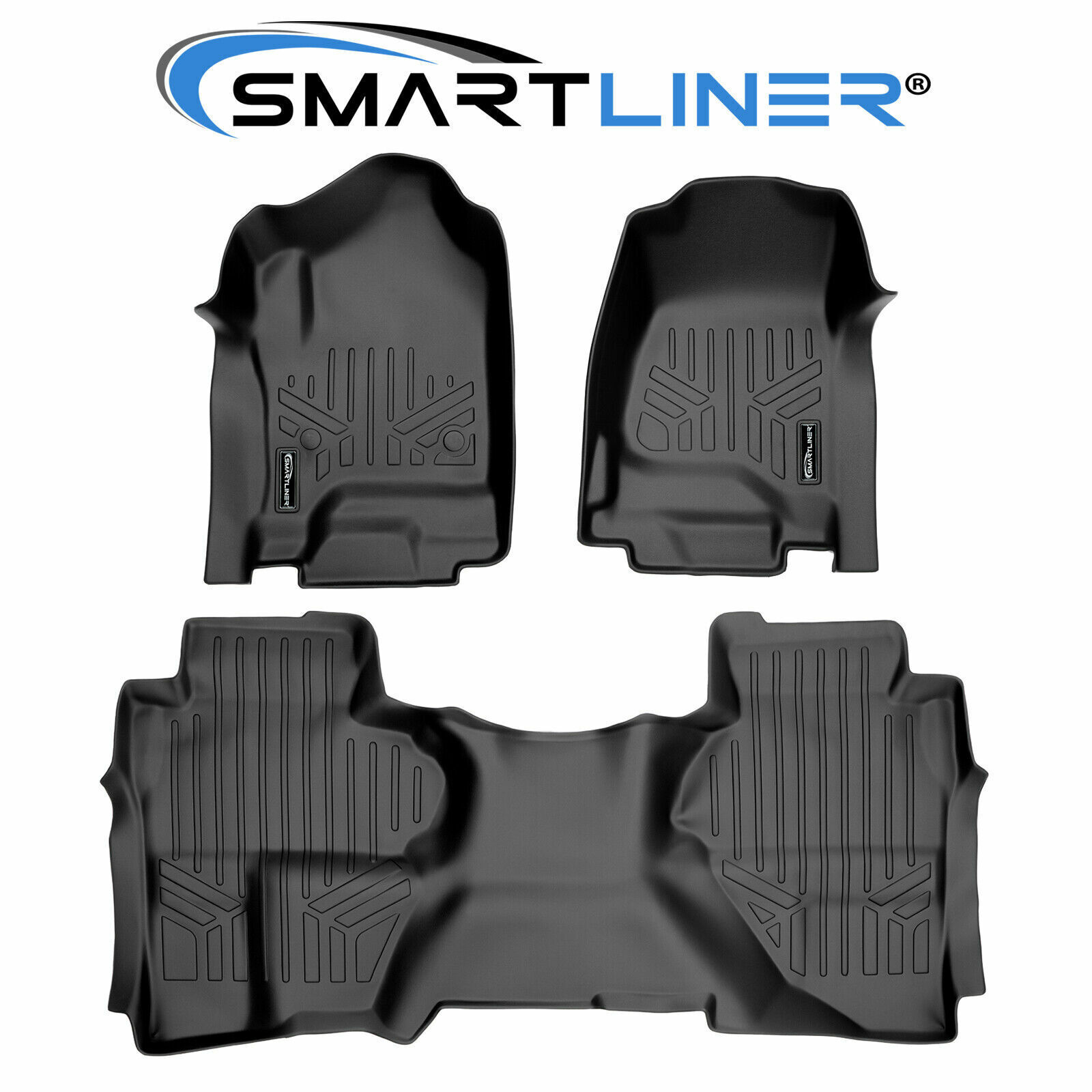SMARTLINER Custom Fit Floor Mats 2 Row Liner Black 2014-18 Silverado/Sierra 1500