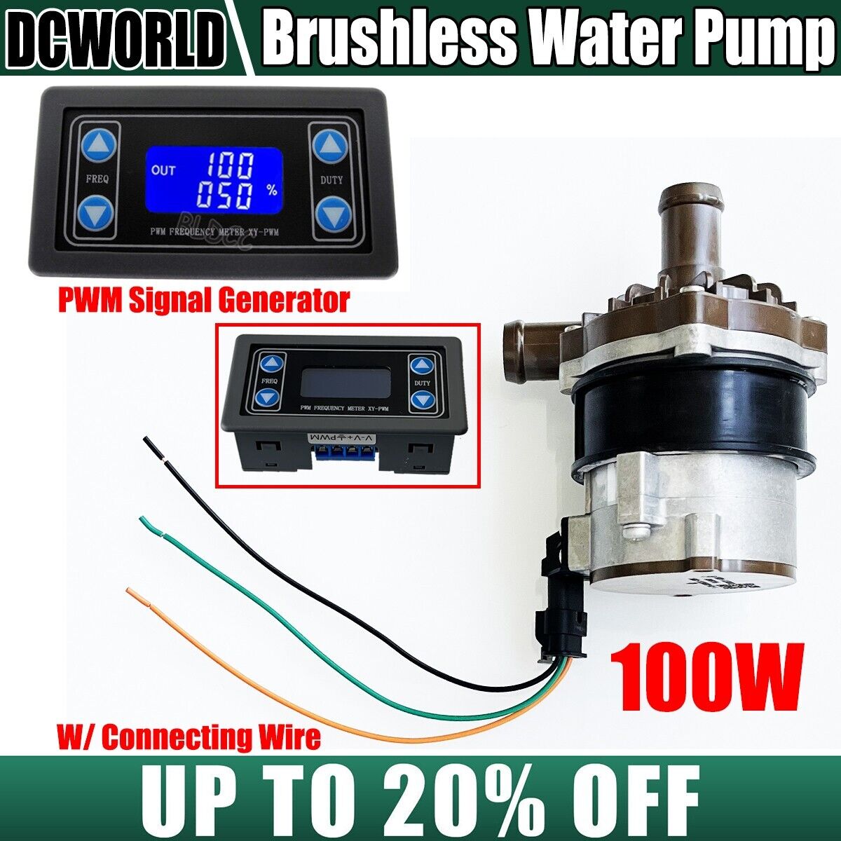 DC 12V 100W Brushless Engine Electric Auxiliary Water Pump &PWM Signal Generator