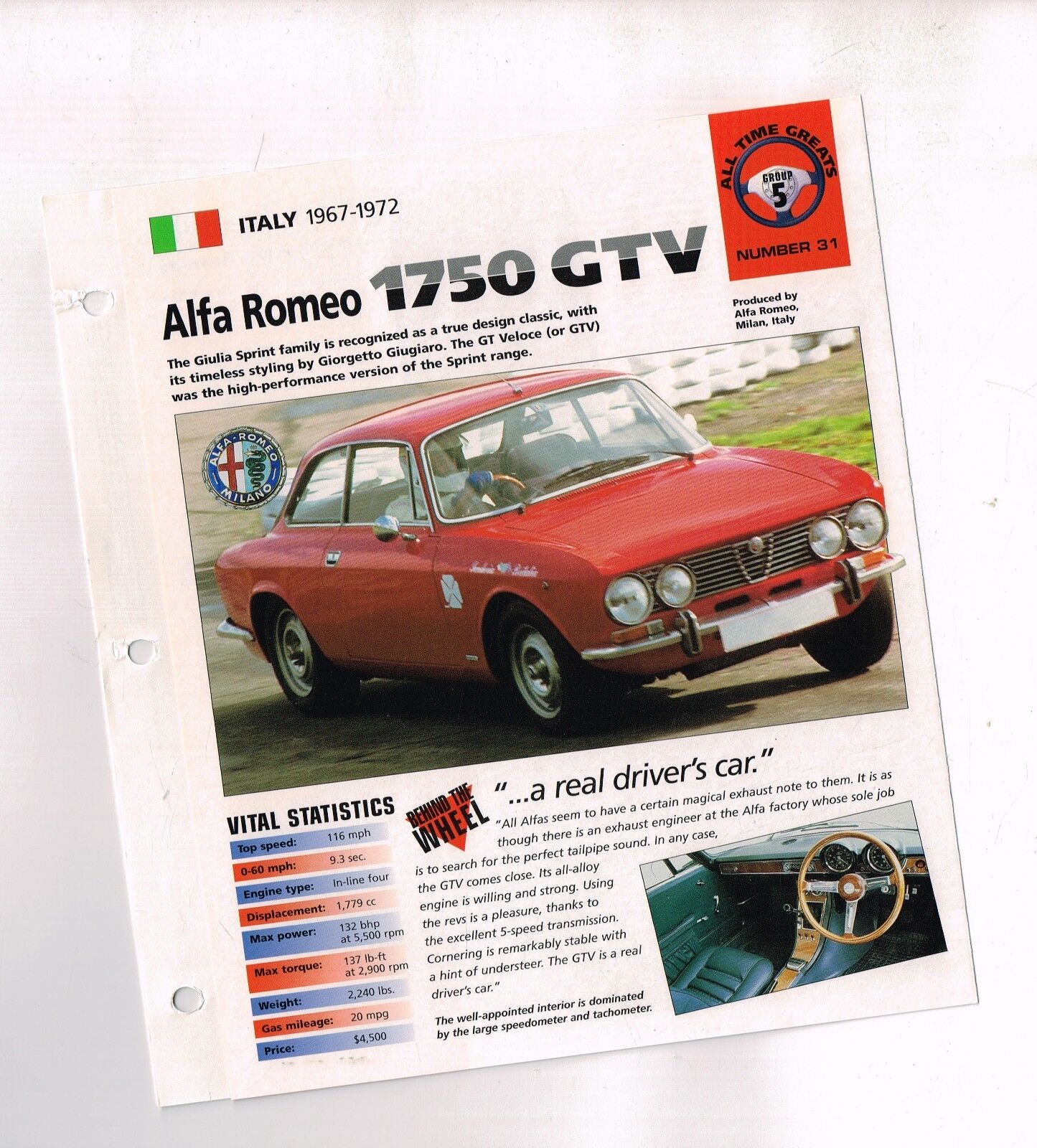 1968 / 1969 / 1970 / 1971 / 1972 ALFA ROMEO 1750 GTV IMP Brochure