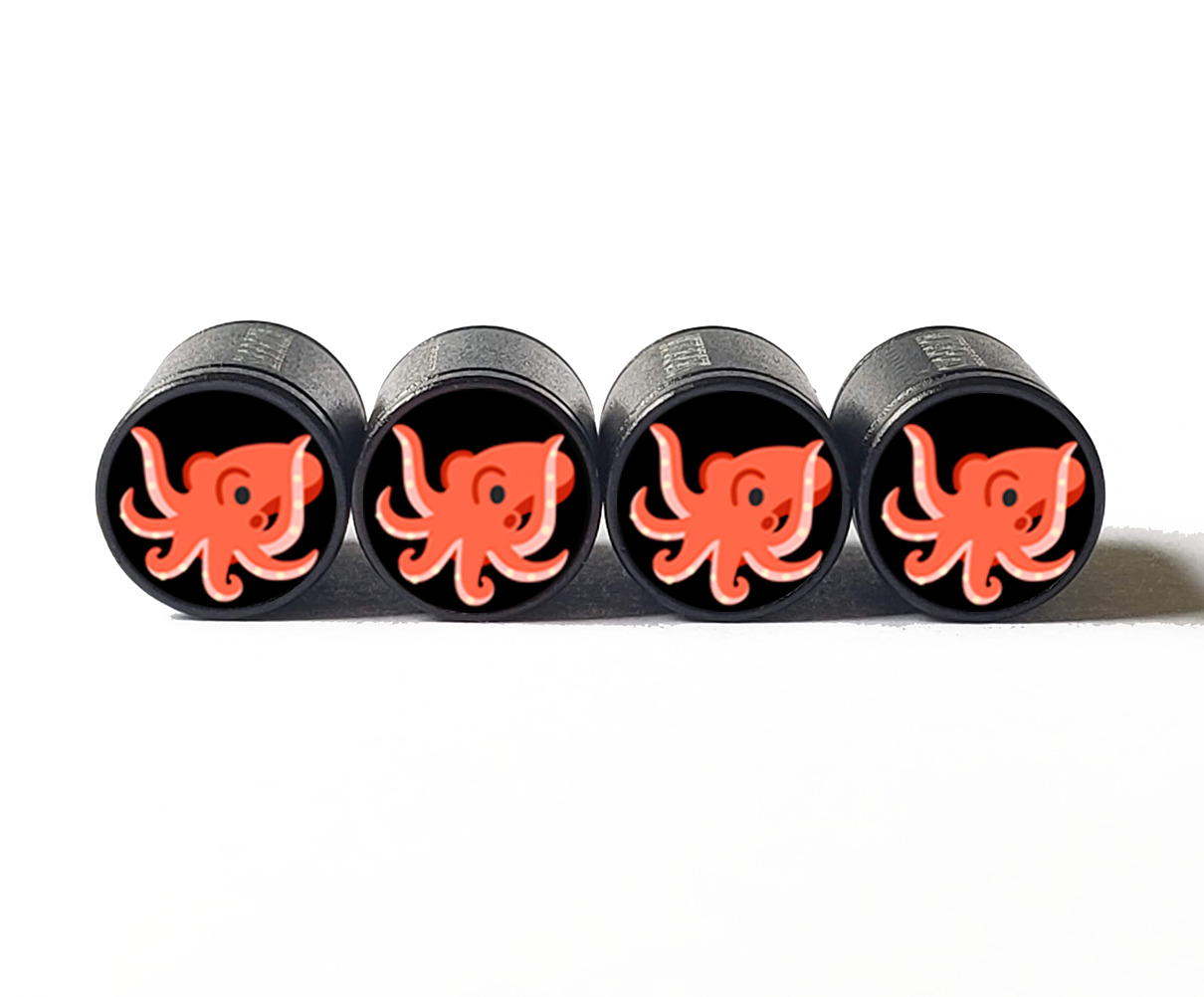 Octopus Emoji Tire Valve Caps - Aluminum - Set of Four - Fits all Vehicles