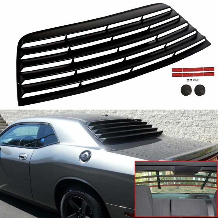 Fits 08-21 Dodge Challenger Rear Window Scoop Louver Sun Shade Cover Vent Black