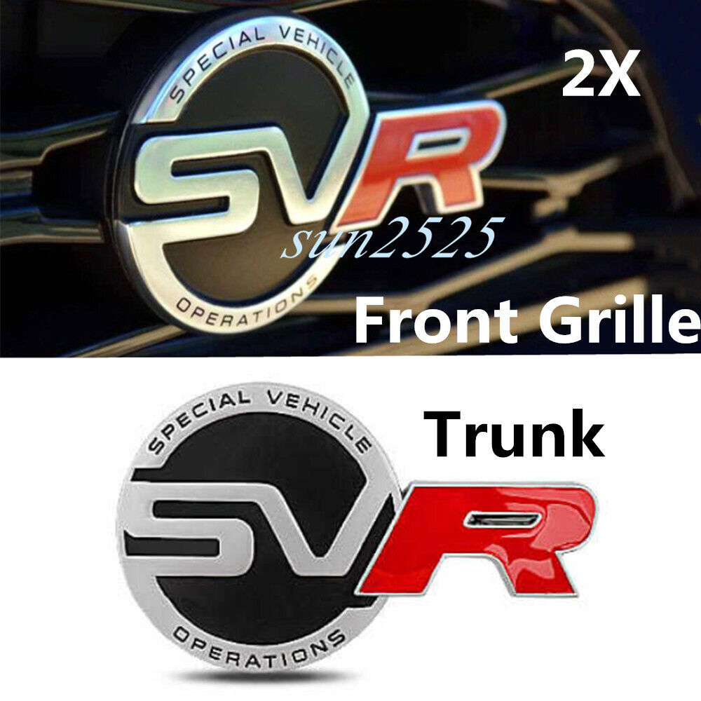2X 3D SVR Front Grill Grille Emblem + Rear Trunk Badge Car Sport Sticker