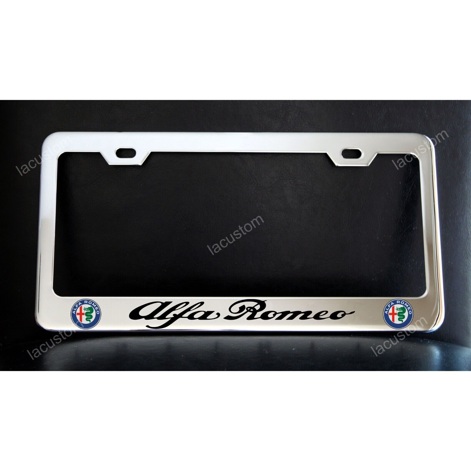 Alfa Romeo License Plate Frame Custom Made of Chrome Plated Metal