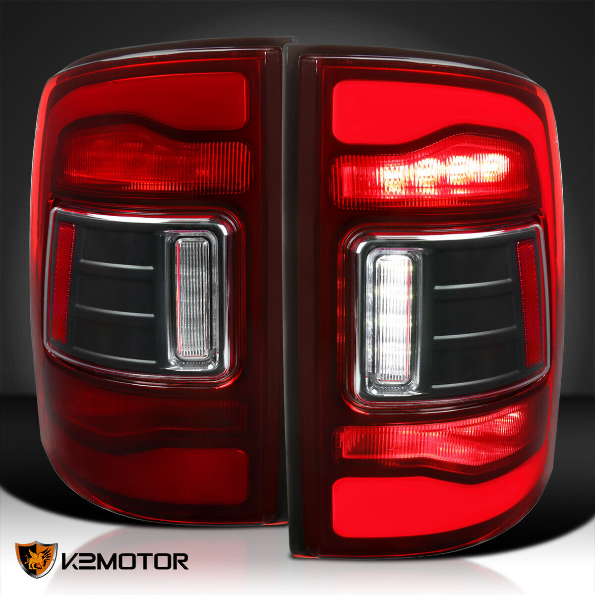 Red Fits 2009-2018 Dodge Ram 1500 2500 3500 LED Tail Lights Brake Lamps L+R