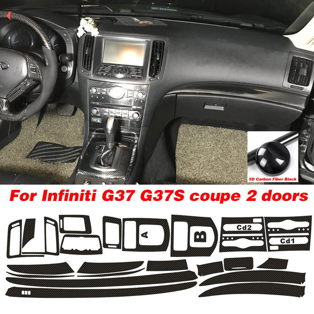 For Infiniti G37 coupe 2 doors 5D Carbon Fiber Pattern Interior DIY Trim Decals