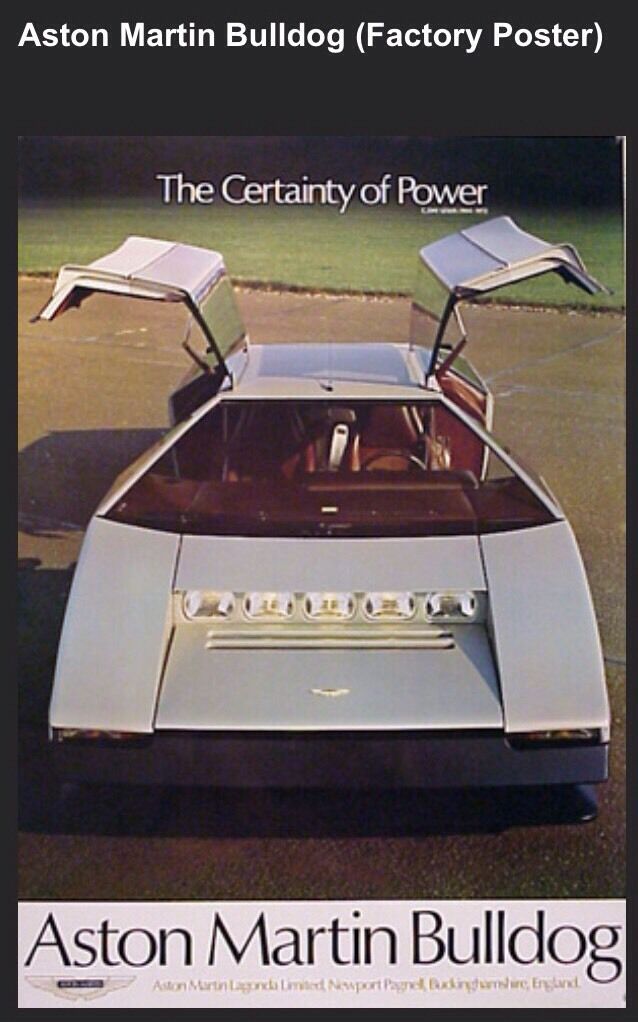 Aston Martin Bulldog(Factory Poster) From The 1980\'s Out Of Print Car Poster WOW