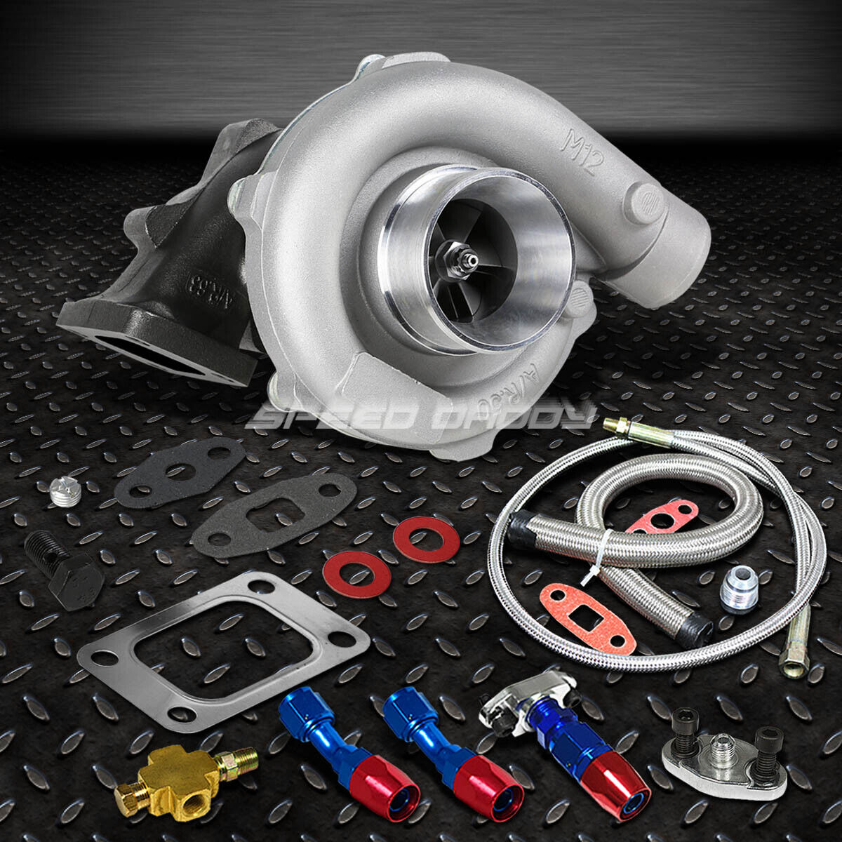 T04E T3/T4 A/R.63 57 TRIM 400+HP STAGE III TURBO CHARGER+OIL FEED+DRAIN LINE KIT