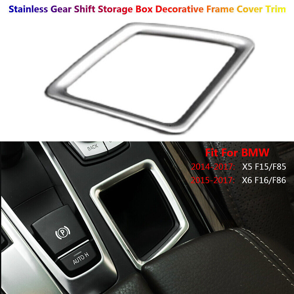 Stainless Interior Gear Shift Knob Storage Box Cover Trim For BMW X5 F15 X6 F16