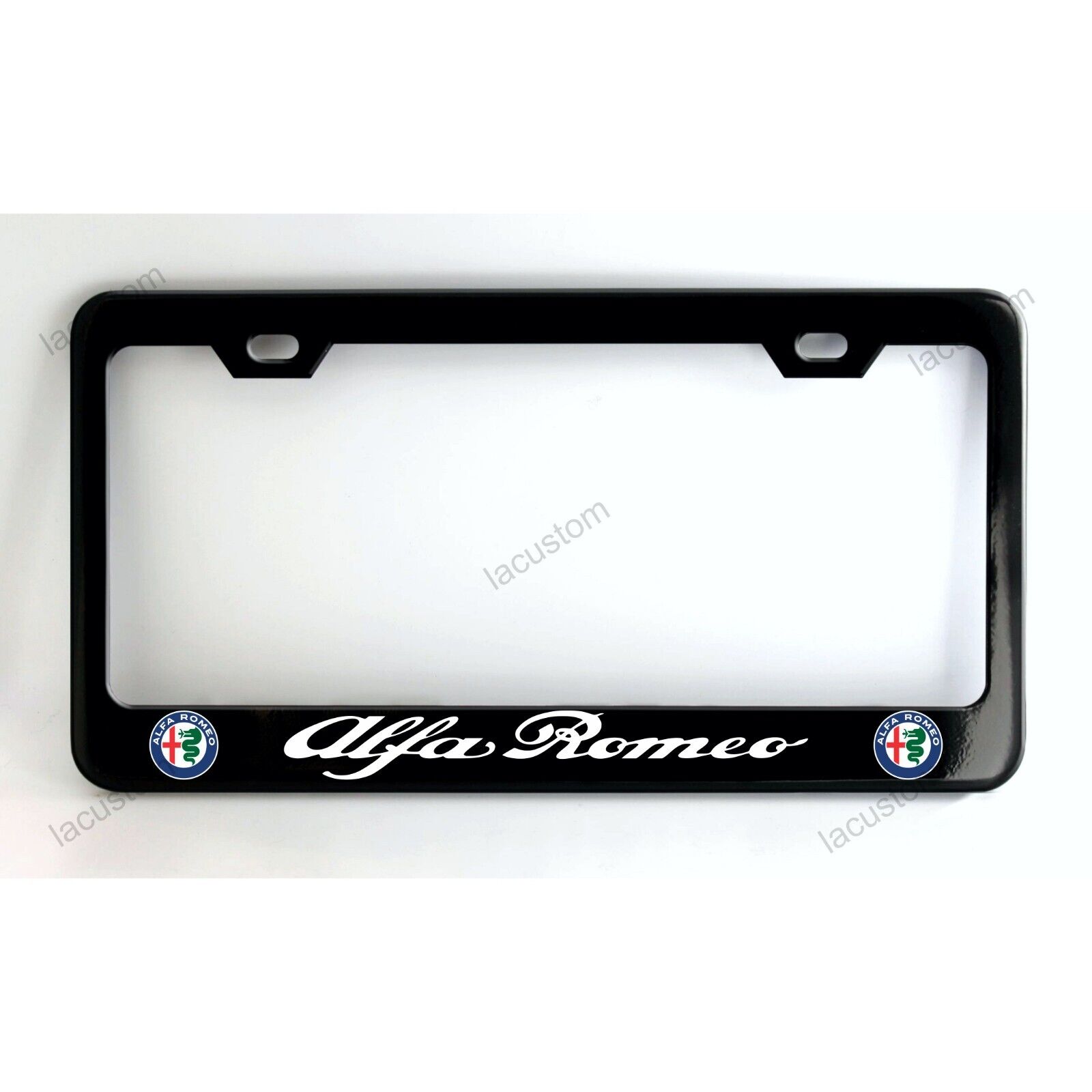 Alfa Romeo Black License Plate Frame Custom Made of Powder Coated Metal