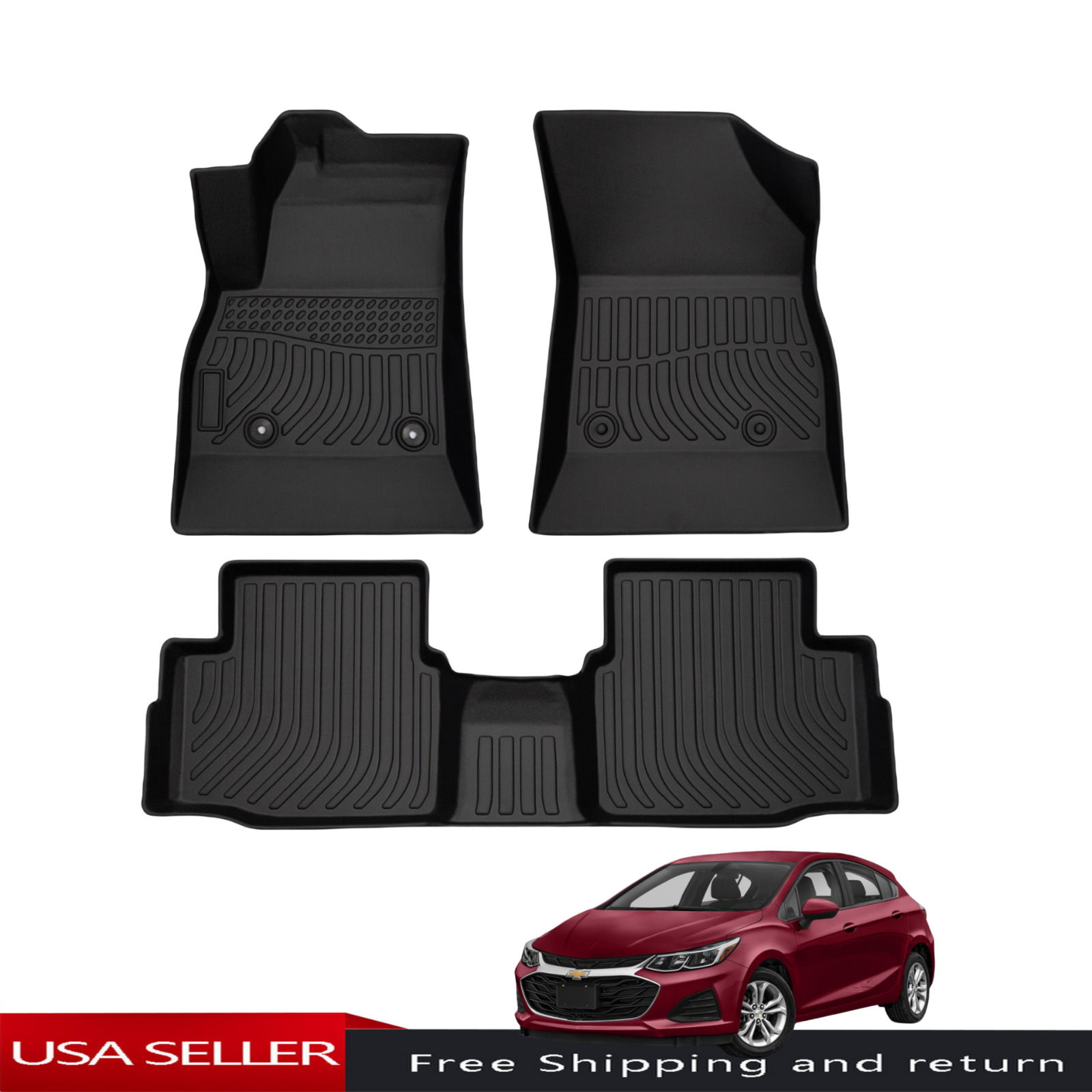 Fit 2016-2019 Chevy Cruze Car Floor Mats Liners 3D TPE All Weather Odorless