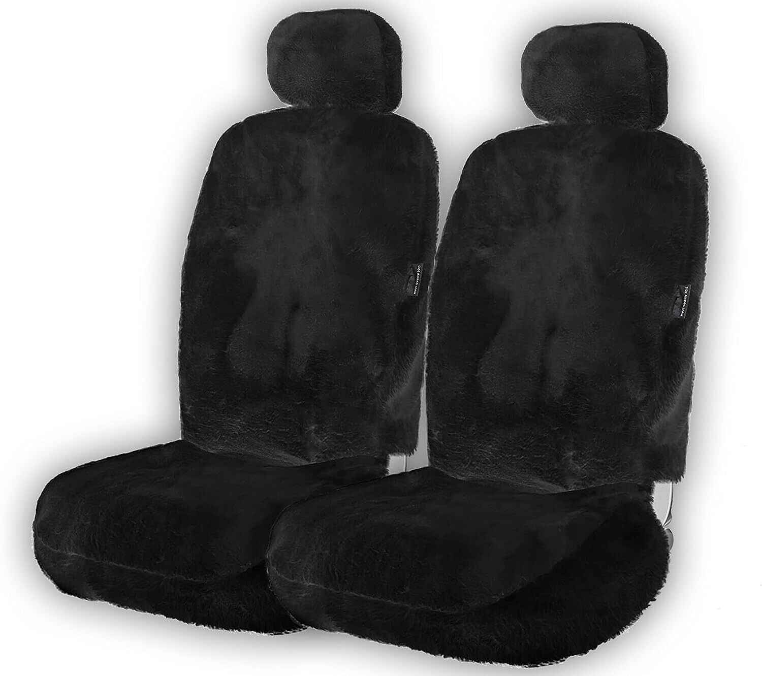 Black Genuine Sheepskin Seat Cover 2 PK Universal Fit Car Full Seat Furry Cover
