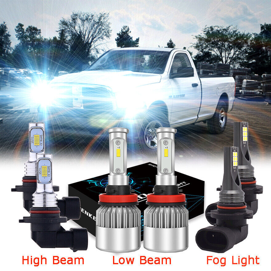 6x 6000K LED Headlight Fog Light Bulbs For 2009-2017 Dodge Ram 1500 2500 3500