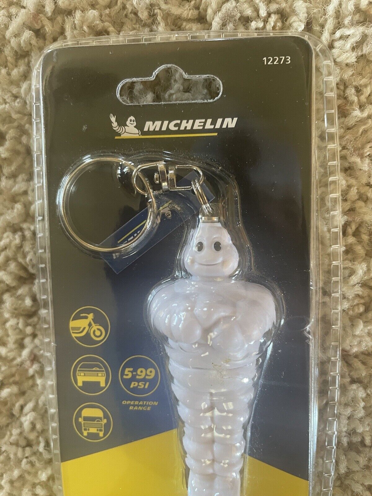NEW Michelin Man Digital Tire Pressure Gauge Keychain Digital LCD