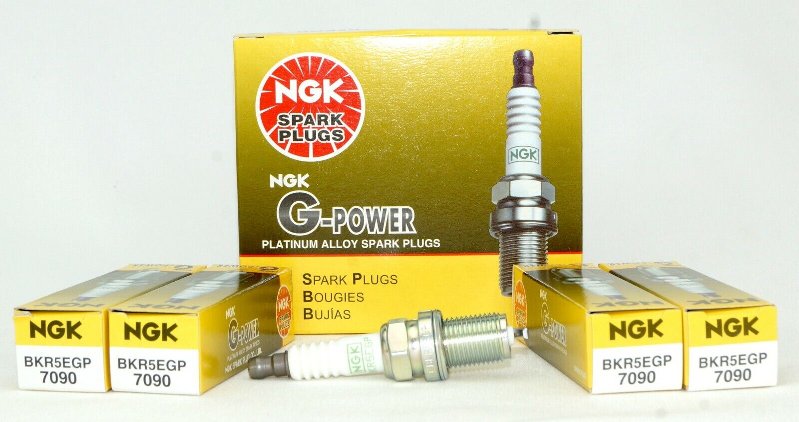 Set of 4 NGK 7090 G-Power Nickel Performance Spark Plugs BKR5EGP