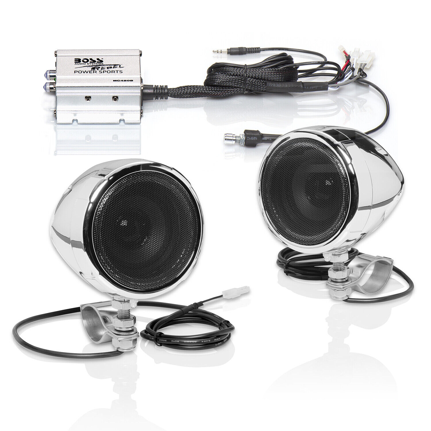 BOSS Audio Systems MC420B 3 Inch Motorcycle Speakers and Amplifier Sound System