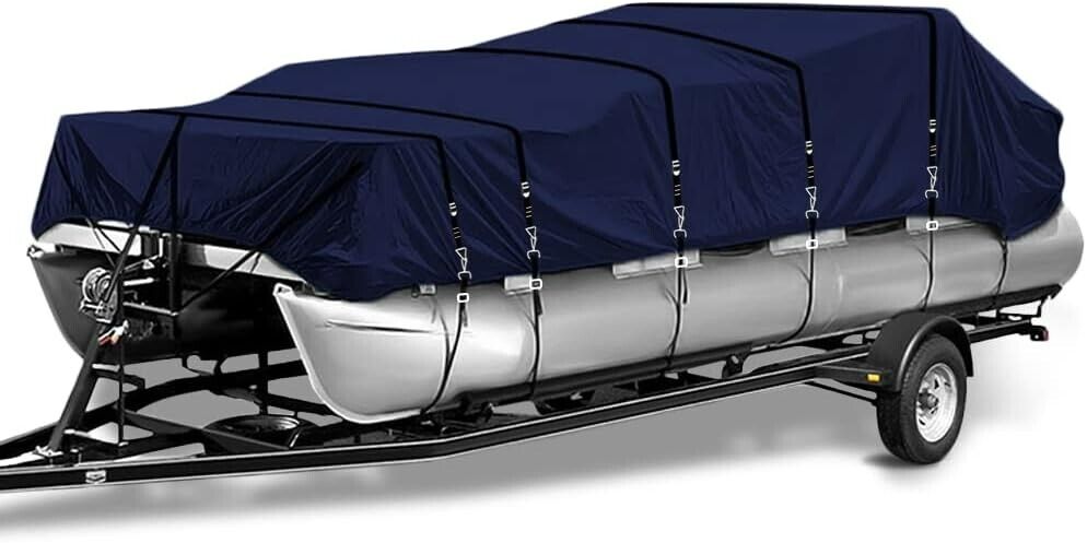 900D Fade and Tear Resistant Trailerable Pontoon Boat Cover，Navy