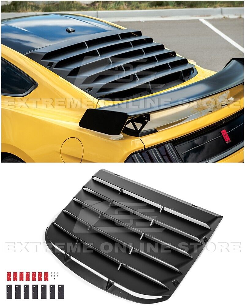 For 15-23 Ford Mustang Fastback MATTE BLACK Rear Window Louver Sun Shade Cover