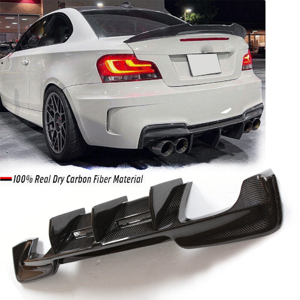 Fits REAL CARBON Rear Bumper Diffuser Spoiler for BMW 1Series E82M 1M Coupe11-16