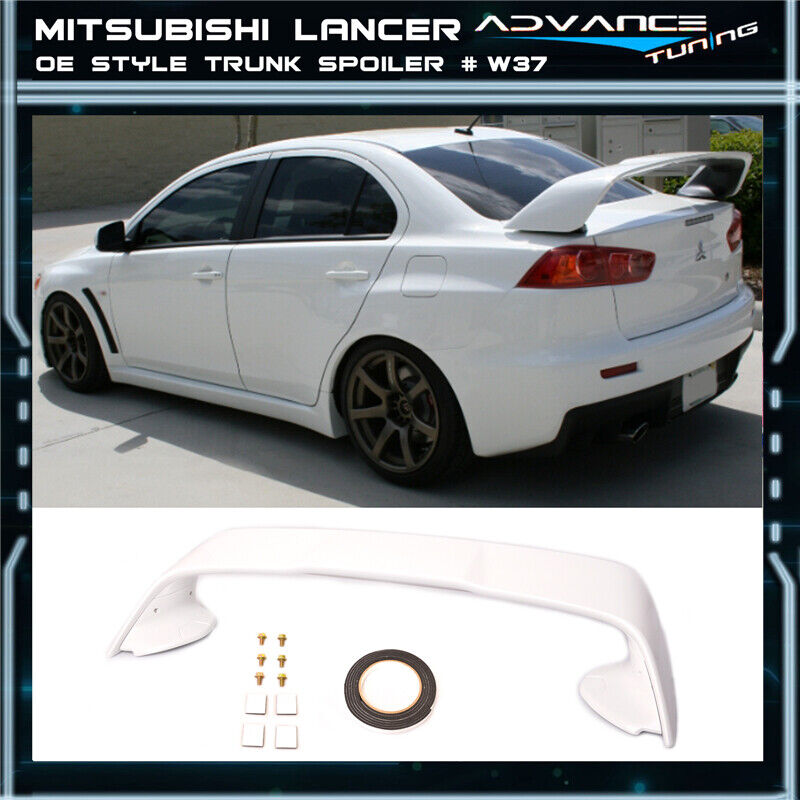08-17 Lancer EVO X MR Trunk Spoiler OEM Painted Color # W37 Wicked White - ABS