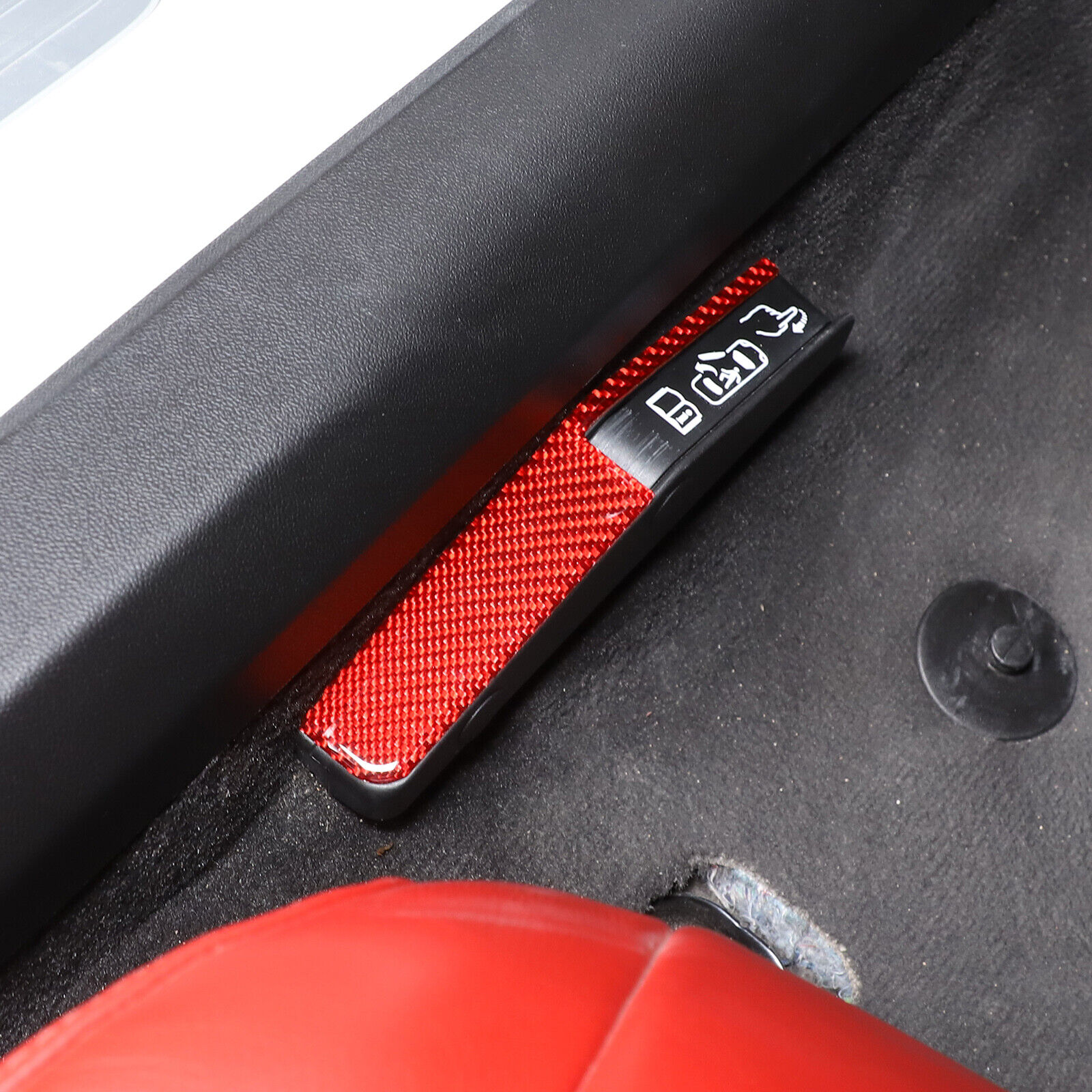 Red Carbon Fiber Emergency Door Lock Switch Sticker Trim For Corvette C8 2020-23