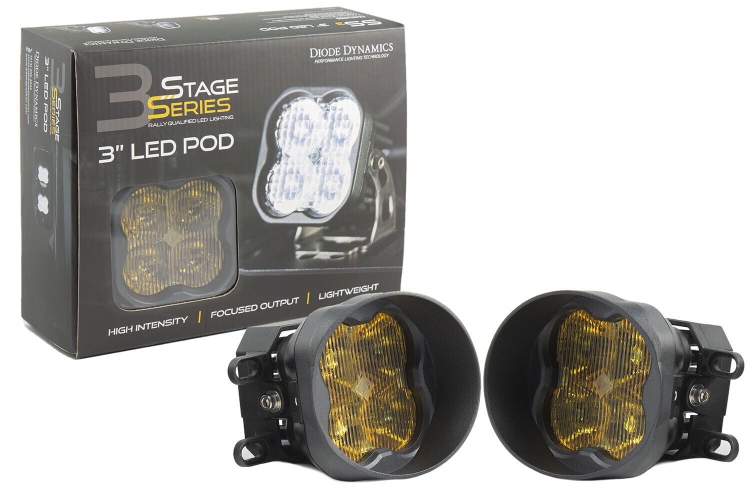SS3 LED SAE/DOT Type B Fog Light Kit Sport Fog Optic Yellow Diode Dynamics