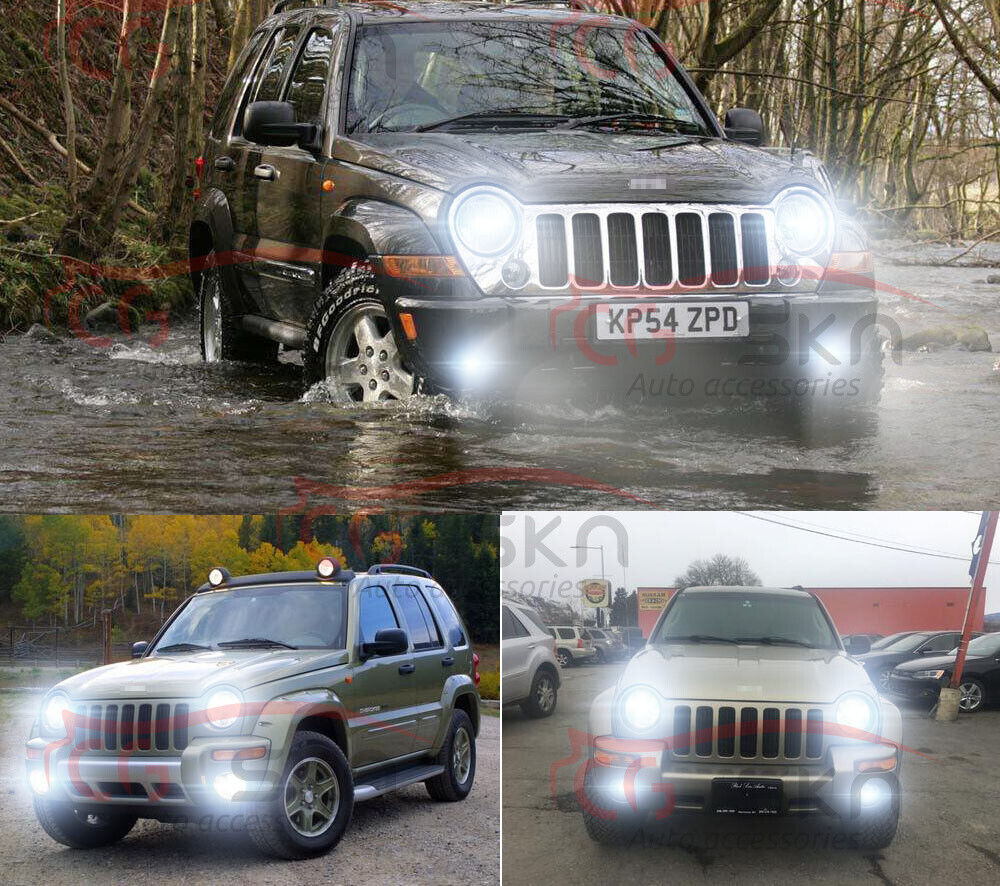 For Jeep Liberty 2002-07 6000K LED Headlight Hi/Lo+Fog Lights Bulbs 9007 9145 4x