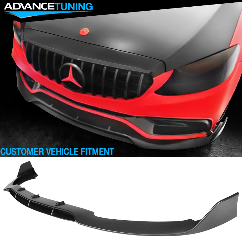 For 15-20 Benz W205 C-Class C63 AMG 2DR 4DR B Style Front Bumper Lip Splitter PU