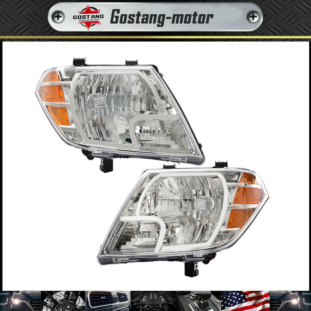 Headlight Assembly LH+RH For 2009-2020 Nissan Frontier Truck Chrome Clear Pair